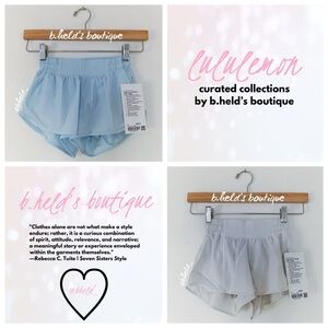 💨🤍 lululemon Powder Blue & Cream Hotty Hot LR Short 2.5" Bundle Size 0 New NWT